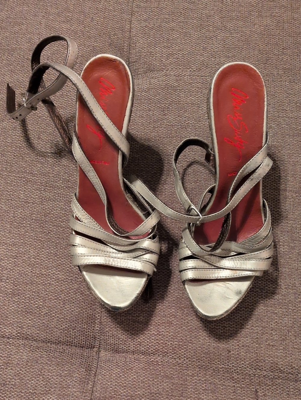 Miss Sixty Silver Strappy Open-Toe Heels